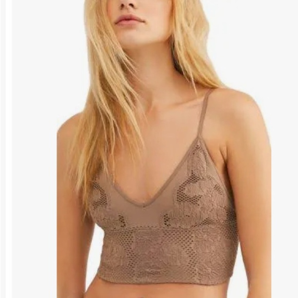 🌹New Listing🌹NWT Free People Intimately Candy Seamless Taupe Lace Bralette Top